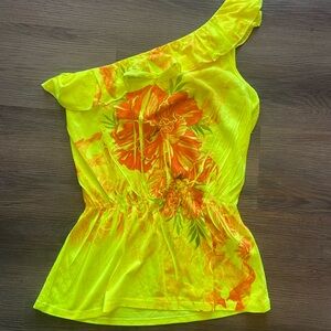 Vibrant Floral One-Shoulder Top